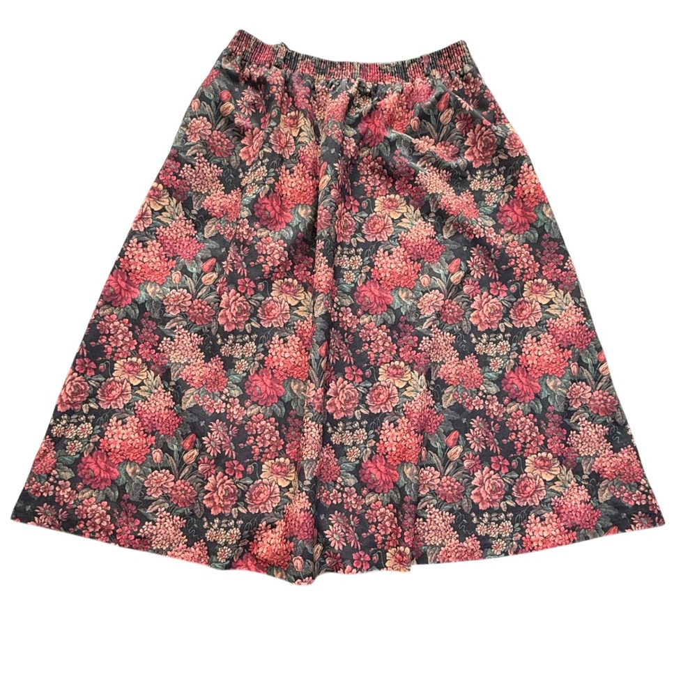 Fire Islander Size 16 Dark Floral Midi Skirt Made in USA Vintage